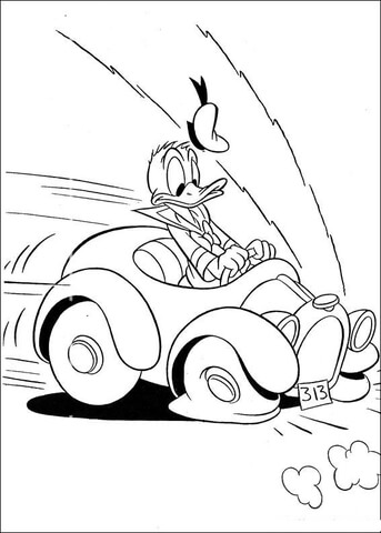 Riding Car  Coloring Page